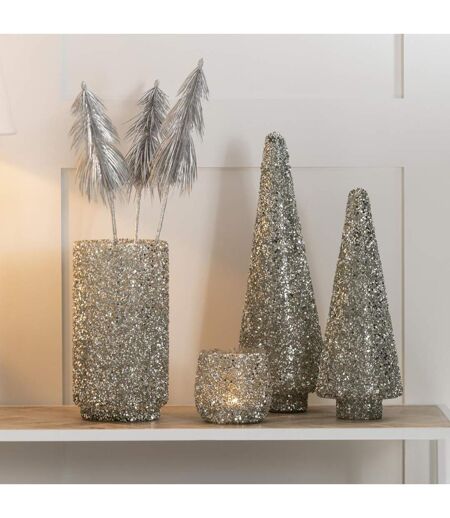 Sapin de Noël Déco à Paillettes Ethel 32cm Argent