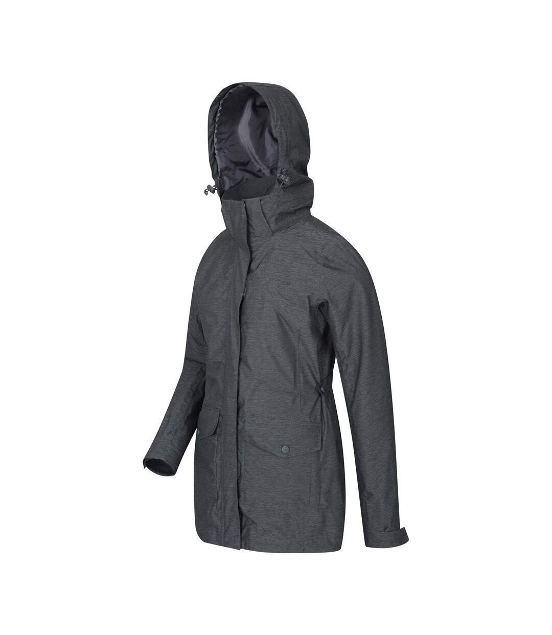 Womens/ladies shore textured waterproof jacket grey Mountain Warehouse-3