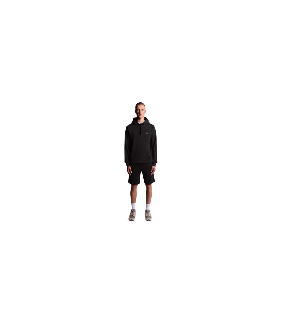 Mens Fleece Plain Sweat Shorts Jet Black Lyle & Scott-1
