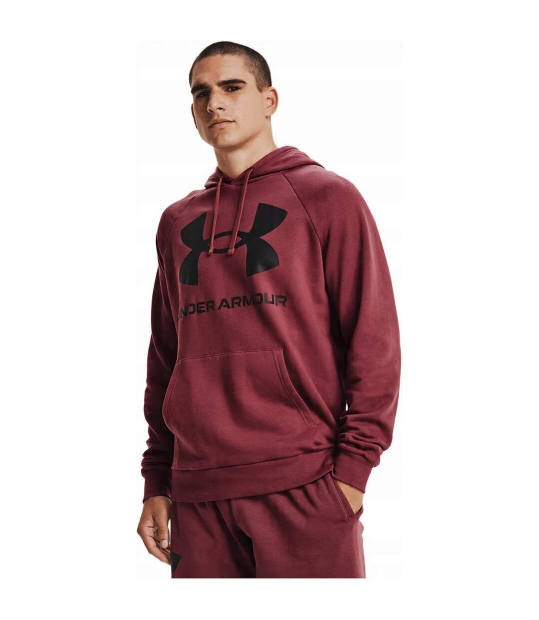 Sweat À Capuche Entraînement Style Gros Logo Rival Homme Rouge Foncé Under Armour-1