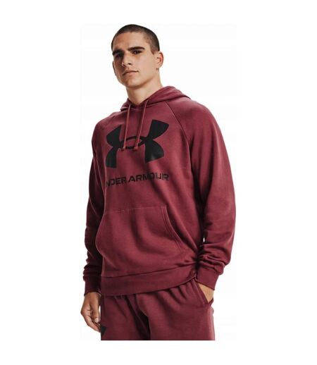 Sweat À Capuche Entraînement Style Gros Logo Rival Homme Rouge Foncé Under Armour
