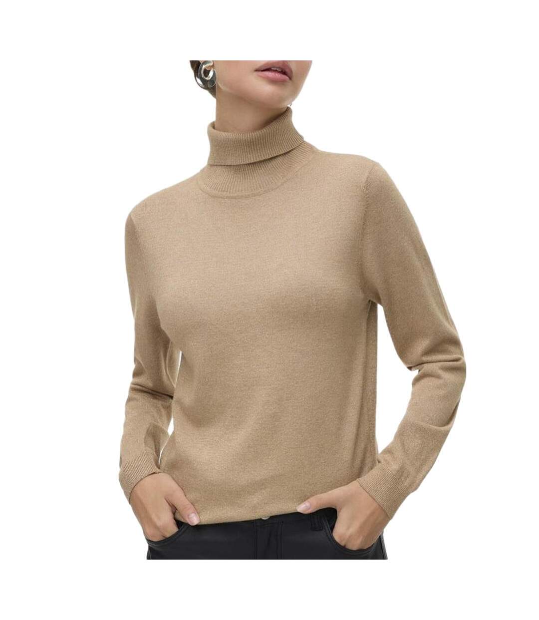 Pull beige femme vero moda happyglitter-1