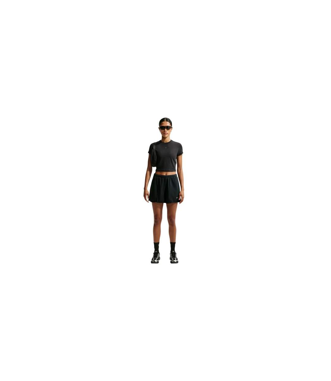 Womens/ladies Chill Knitted Crop T-shirt Black Nike-1
