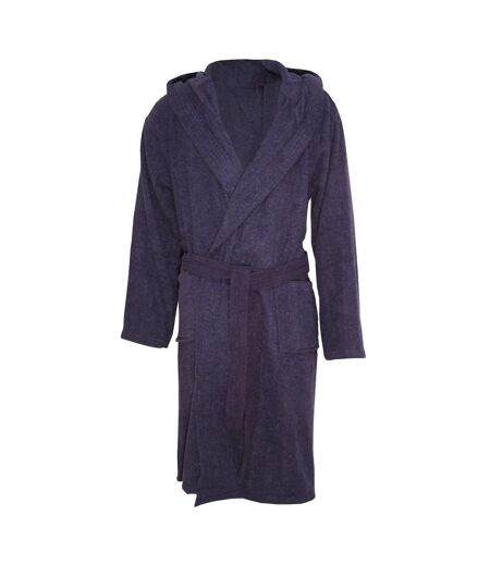 Mens soft towelling dressing gown navy Pierre Roche