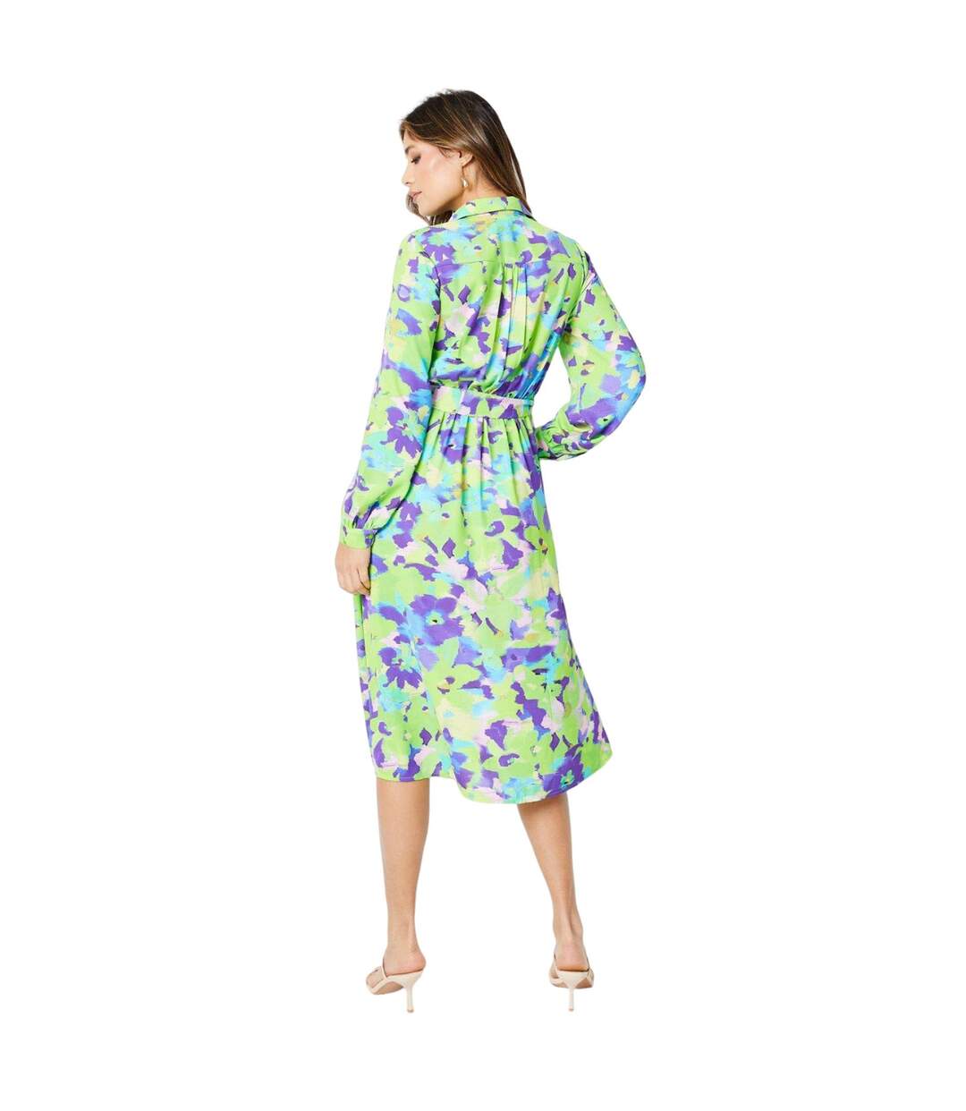Robe Chemisier Femme Vert Violet Principles-2