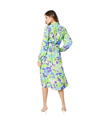 Principles Womens/Ladies Abstract Floral Belt Shirt Dress (Green/Purple) - UTDH6975