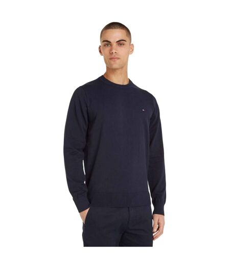 Mens 1985 Cotton Crew Neck Sweater Top Blue Tommy Hilfiger