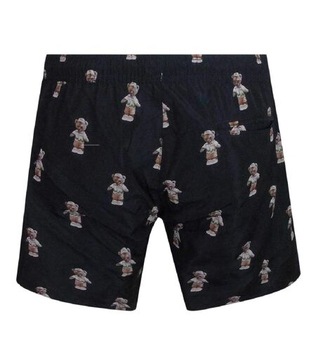 Mens Polyester Teddy Bear Swim Shorts Black Philipp Plein