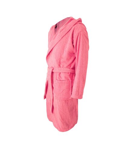 Womens/ladies terry towelling hooded robe pink Forever Dreaming