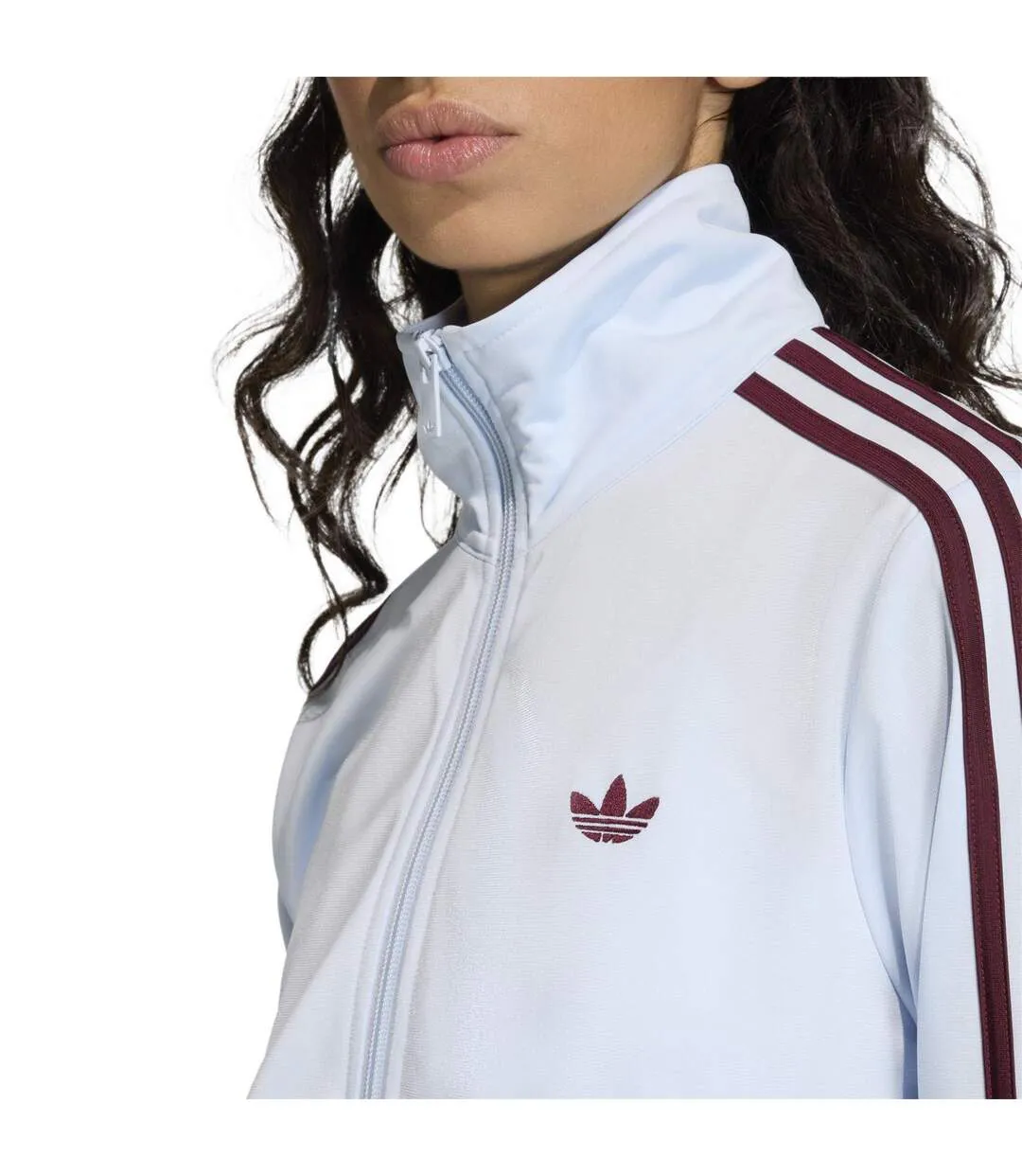Haut De Survêtement Motif/style 3 Rayures Firebird Femme Bordeaux Foncé Bleu Ciel Adidas-4