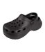 Womens/ladies Platform Clogs Black Keanu-1