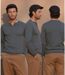 Pull gris tendance pour homme - Longues manches et col en V - Décontracté et stylé-2
