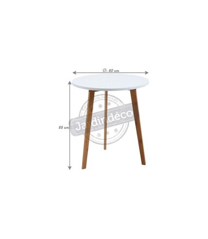 Table d'appoint ronde en bois et MDF laqué blanc