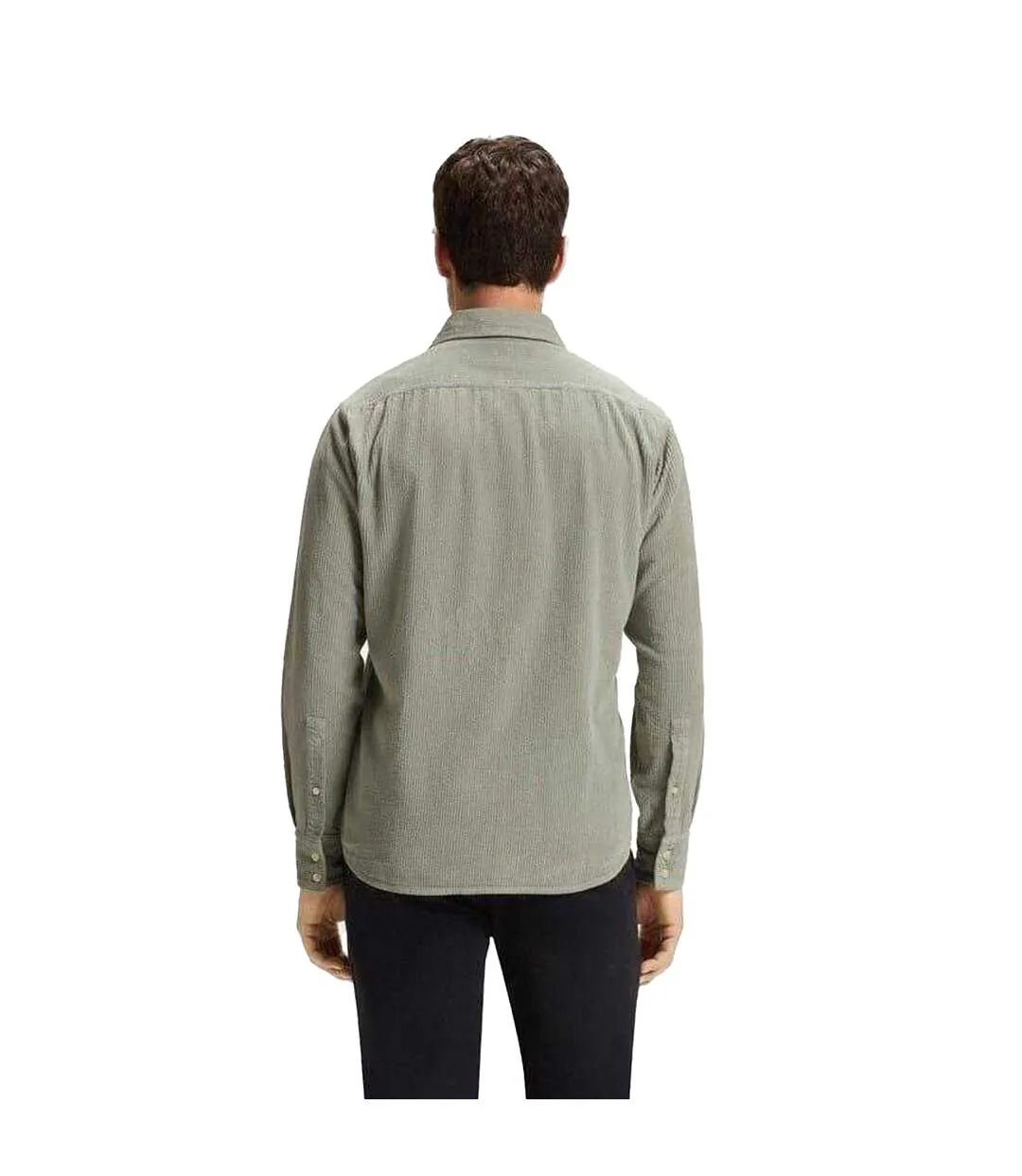 Mens Cotton Regular Long-sleeved Shirt Green Boss-3