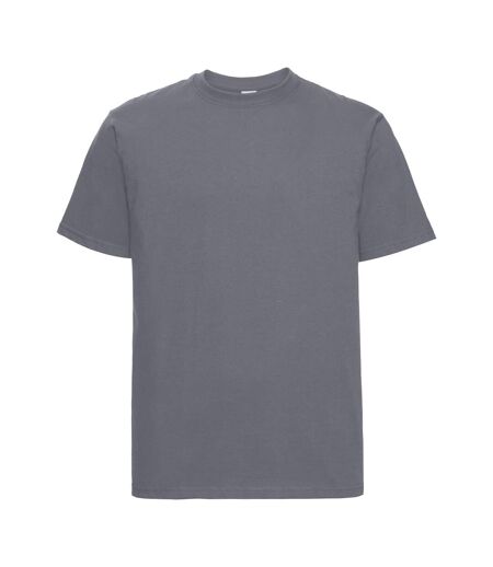 Europe Mens Classic Heavyweight Ringspun Short Sleeve T-shirt Convoy Grey Russell