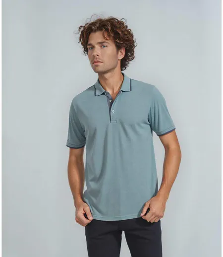 Polo homme manches courtes - Col boutonné - Couleur bleu ciel