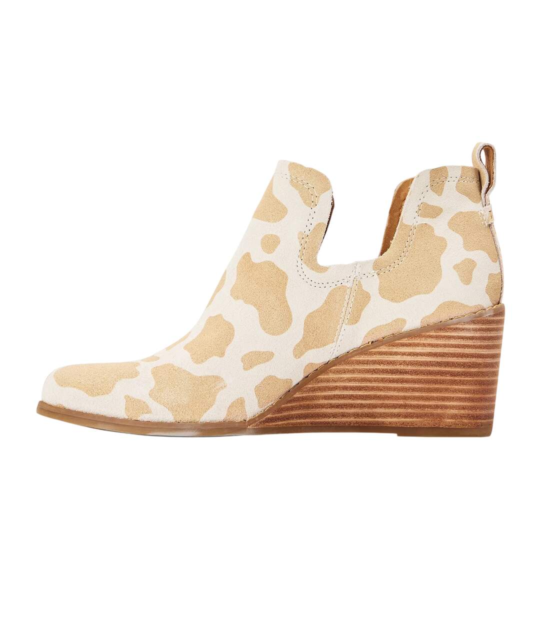 Womens/ladies Kallie Giraffe Print Suede Ankle Boots White Toms-3