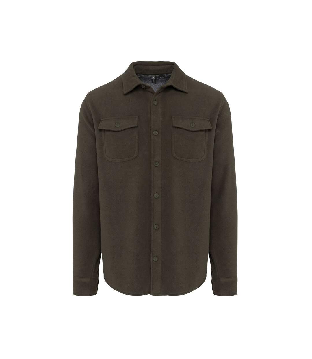 Mens sherpa lined fleece overshirt dark khaki/storm grey Kariban