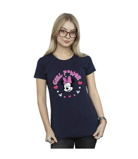 Disney T-shirt en coton Minnie Mouse Girl Power Femme/Ladies (Bleu marine) - UTBI33778