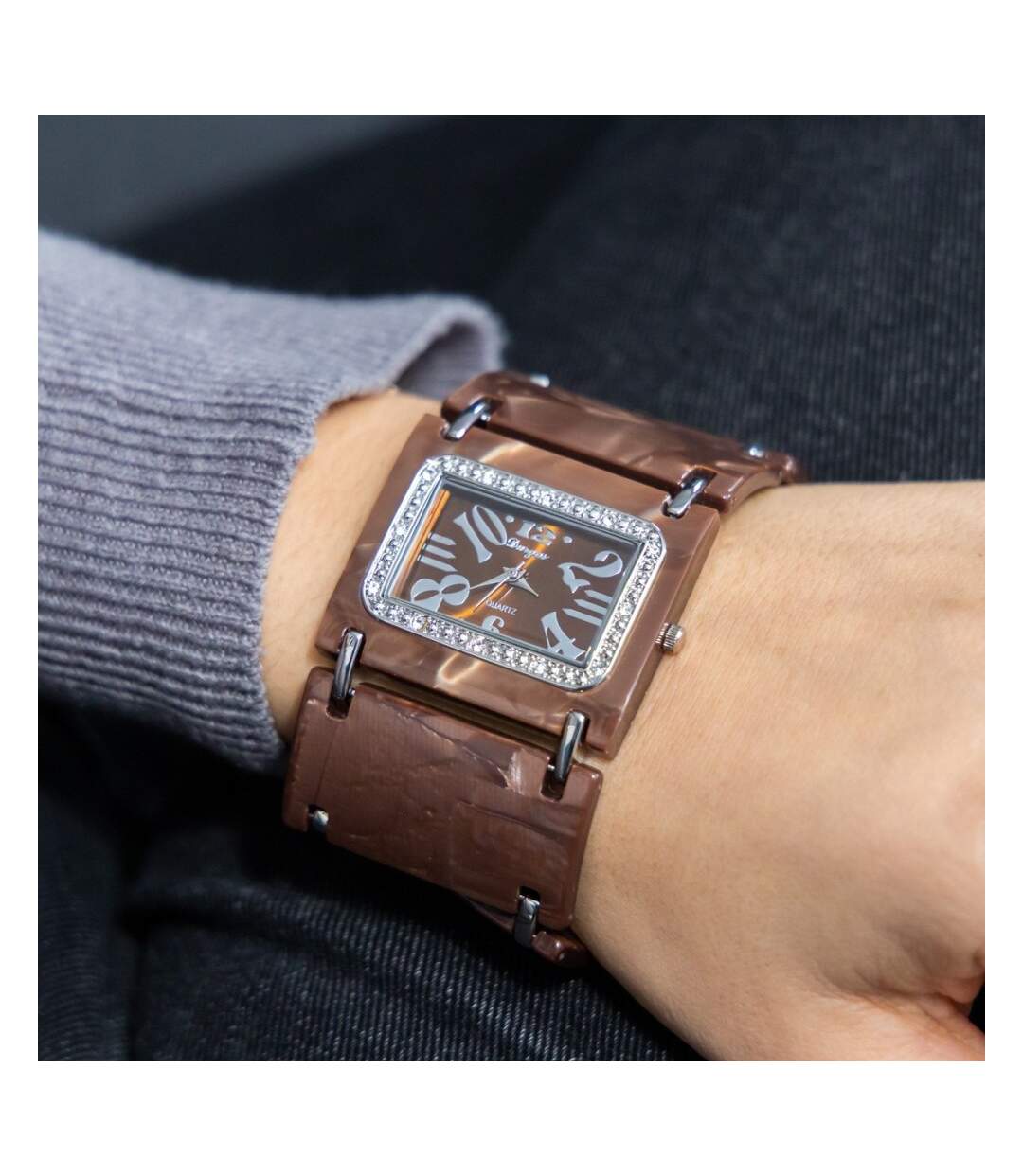 Montre Femme en Métal Plastique Marron CHTIME-2