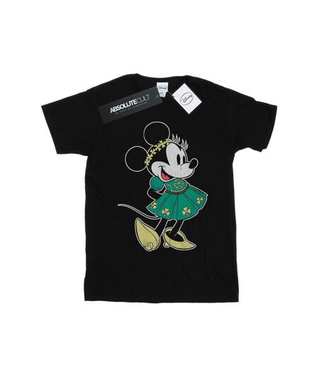Disney Womens/Ladies Minnie Mouse St Patrick's Day Costume Cotton Boyfriend T-Shirt (Noir) - UTBI37481