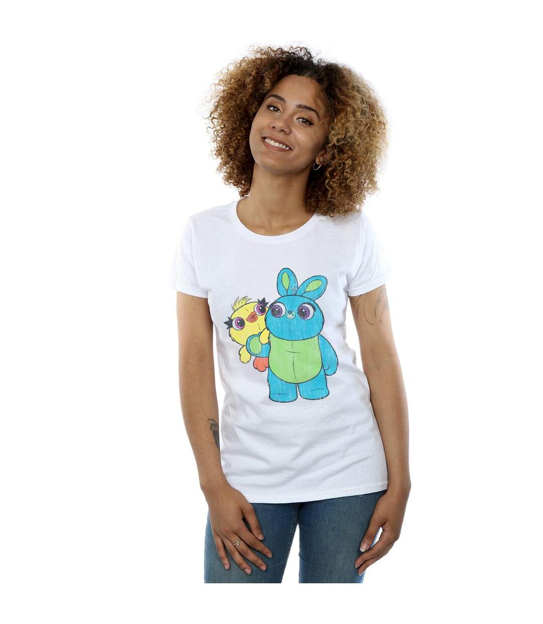 Disney Womens/Ladies Toy Story 4 Ducky And Bunny Distressed Pose Cotton T-Shirt (Blanc) - UTBI44439-2
