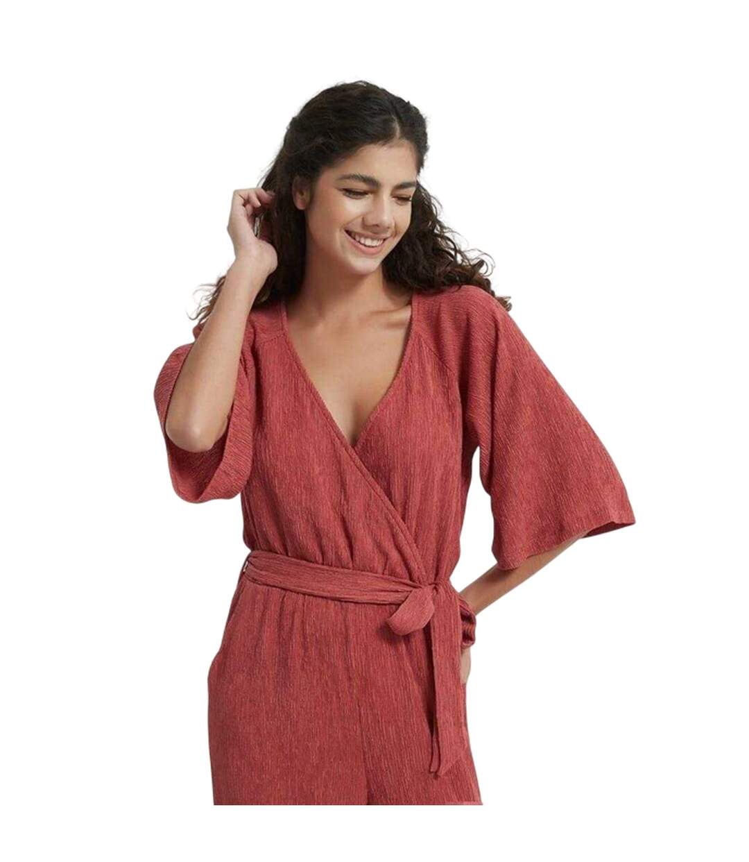 Combinaison Manches ¾ Motif/style Froissé Femme Rouge Pastel Be You-4