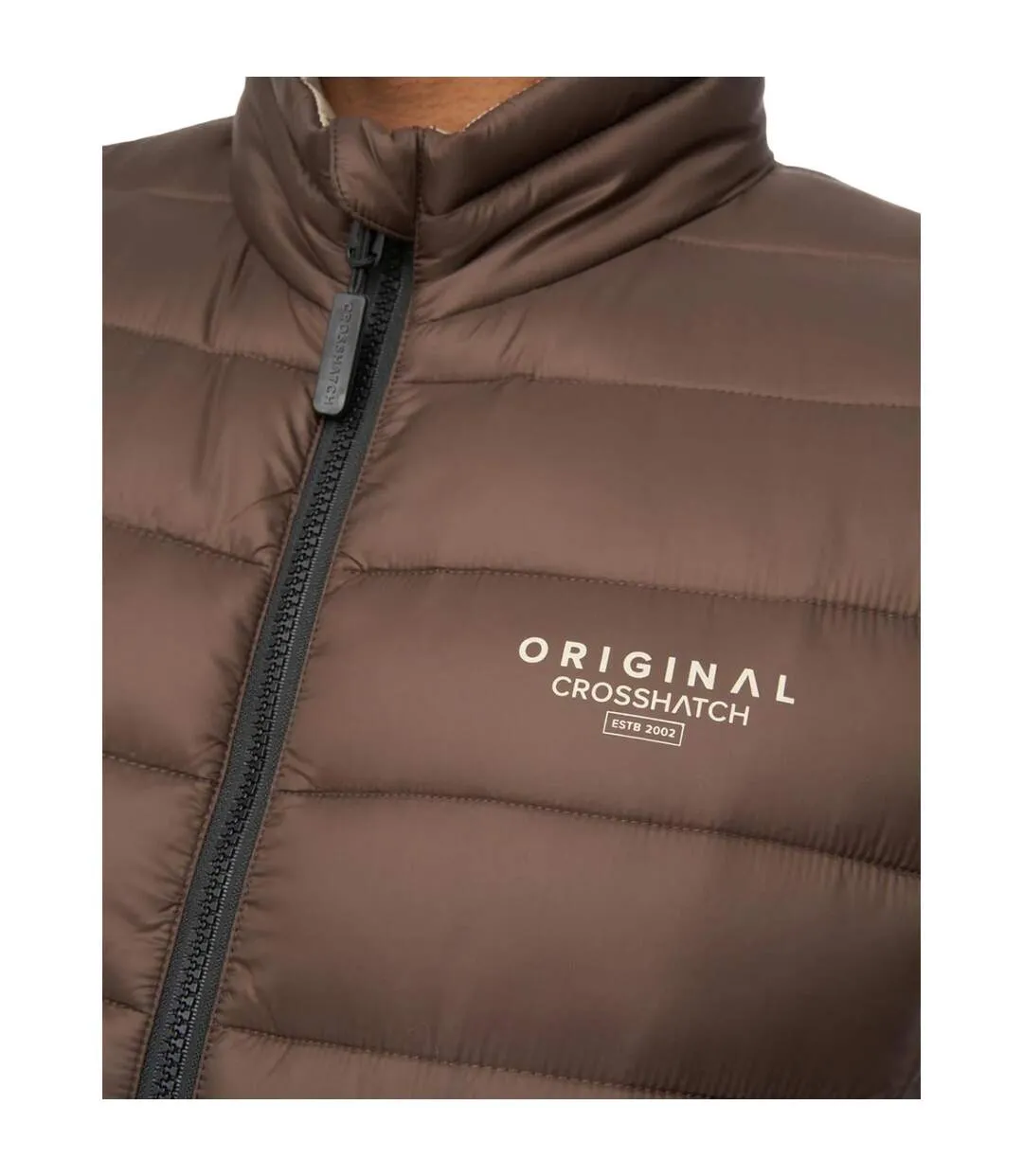 Mens Gattering Mve Quilted Gilet Brown Crosshatch-4