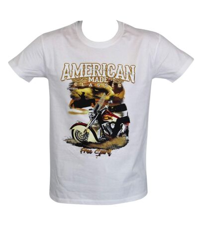 T-shirt homme manches courtes - Biker USA 20329 - blanc