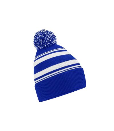 Bonnet fan adulte bleu roi vif / blanc Beechfield