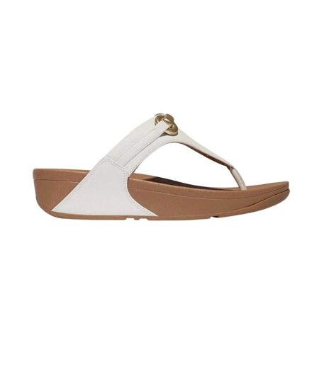 Womens/ladies Leather Snaffle Standard Sandals White Fit Flop