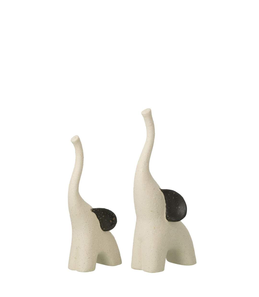 Lot de 2 Éléphants en Grès Zane 30cm Blanc Cassé-2