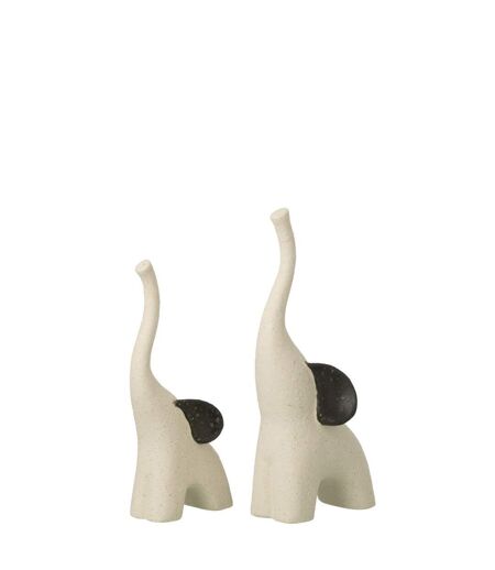 Lot de 2 Éléphants en Grès Zane 30cm Blanc Cassé