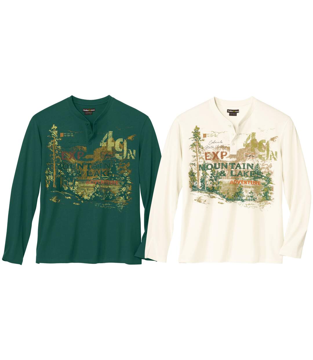 Set van 2 longsleeves met henley kraag Adventure