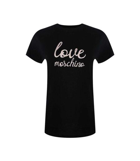 T-shirt Motif/style Vif Femme Noir Rose Foncé Love Moschino