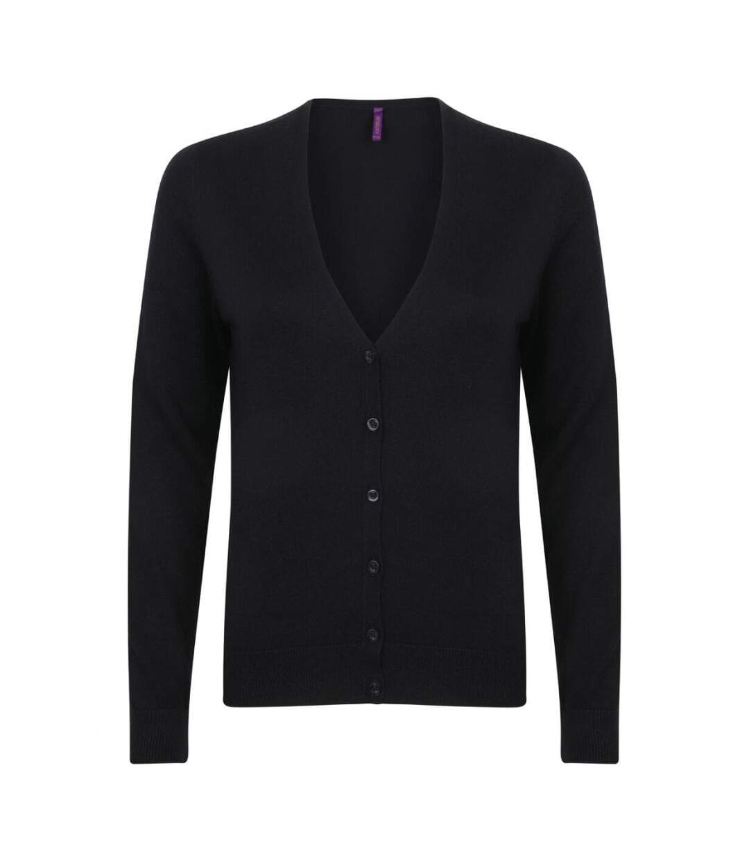 Henbury Womens/Ladies V-Neck Button Up Cardigan (Black) - UTRW4756