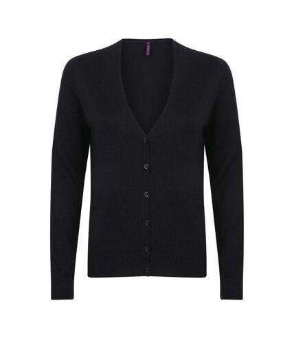 Henbury Womens/Ladies V-Neck Button Up Cardigan (Black)