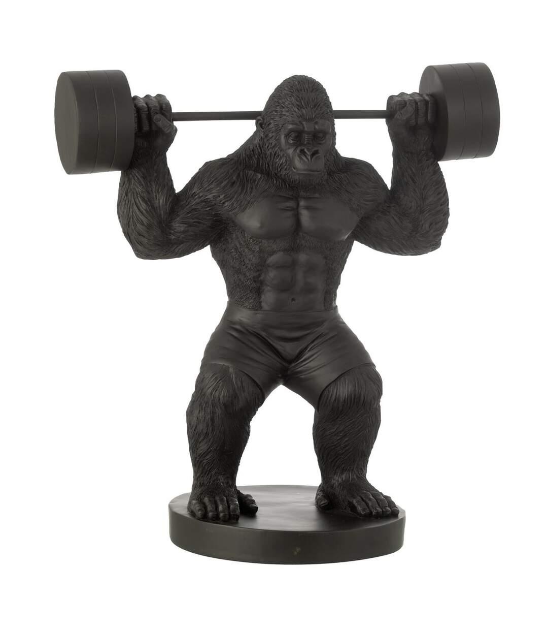 Statue Gorille en Résine Haltérophilie 62cm Noir-1