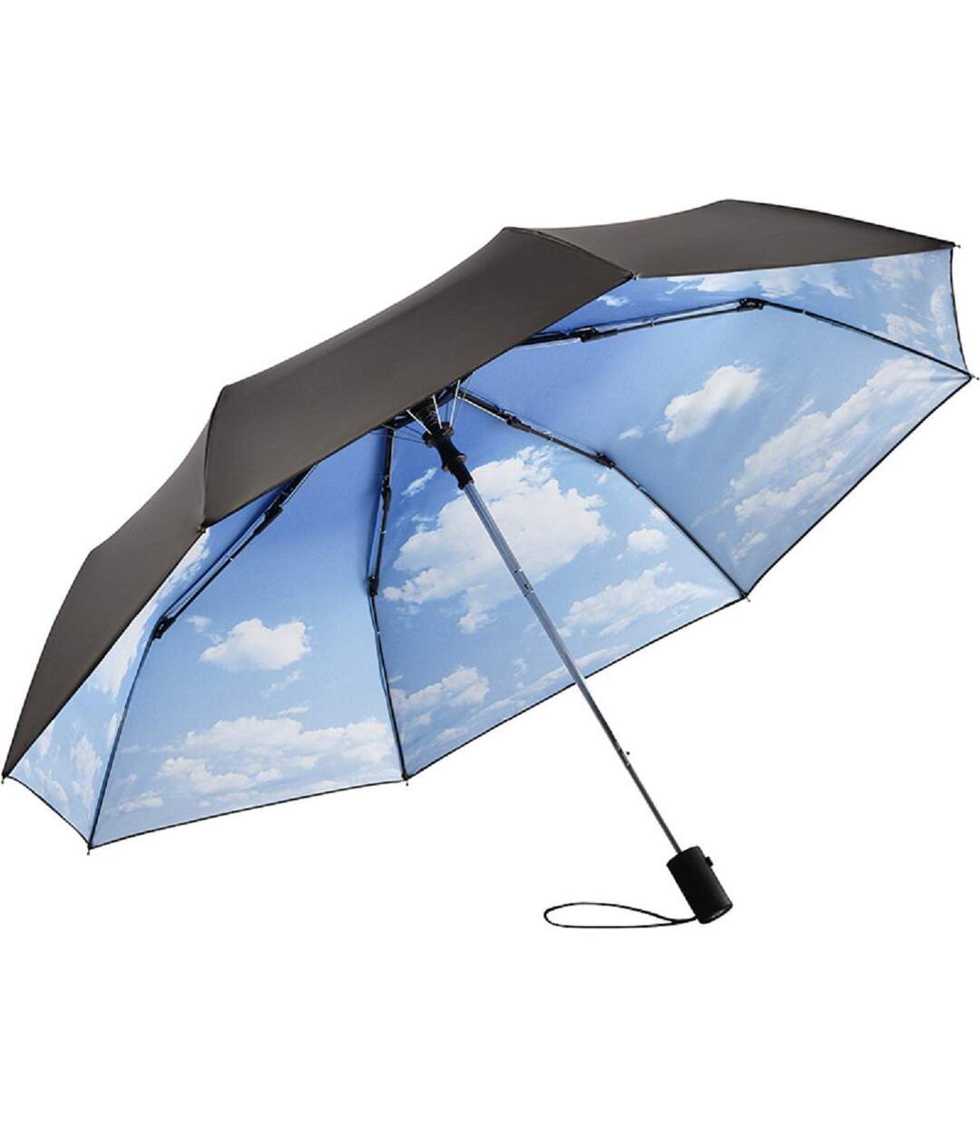 Parapluie de poche FP5593 - noir imprimé nuage-1