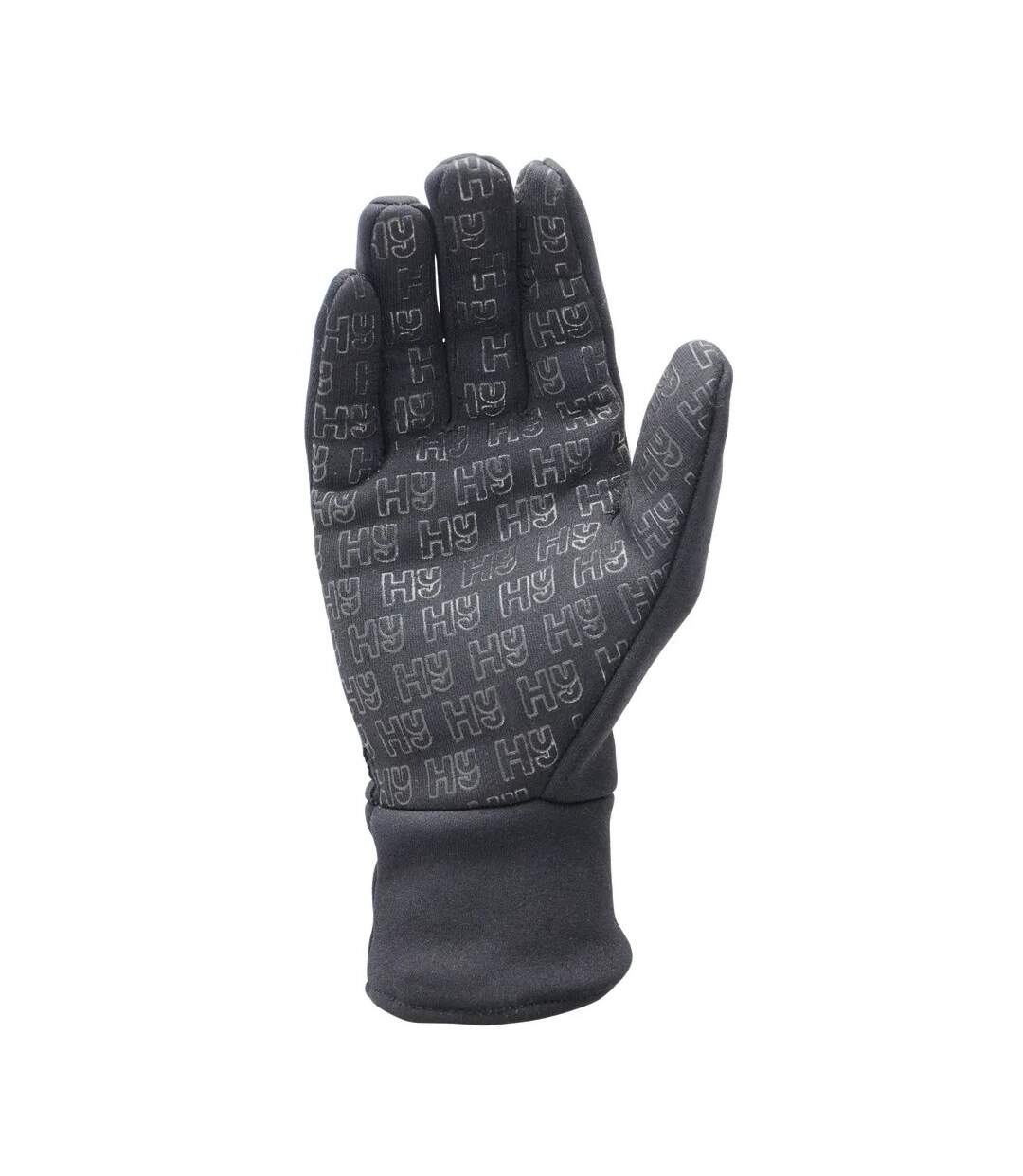 Unisex adult gripped fleece gloves black Hy-2