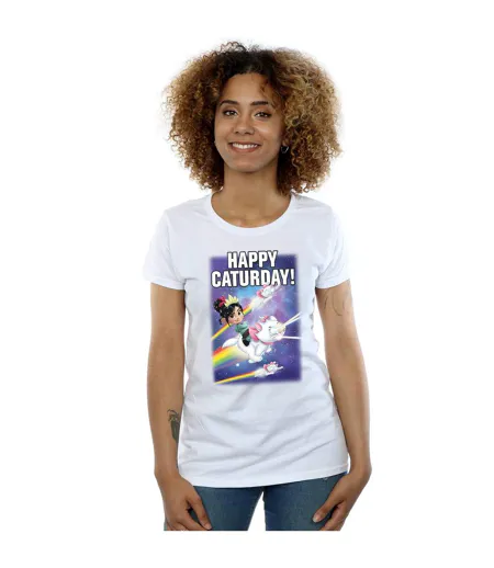 Disney T-shirt en coton Womens/Ladies Wreck It Ralph Happy Caturday (Blanc) - UTBI45002