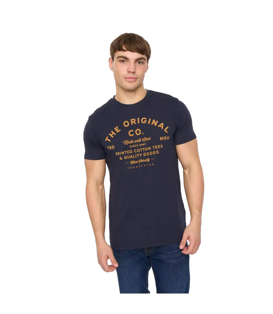 T-shirt Shoptown Homme Bleu Marine Crosshatch-1