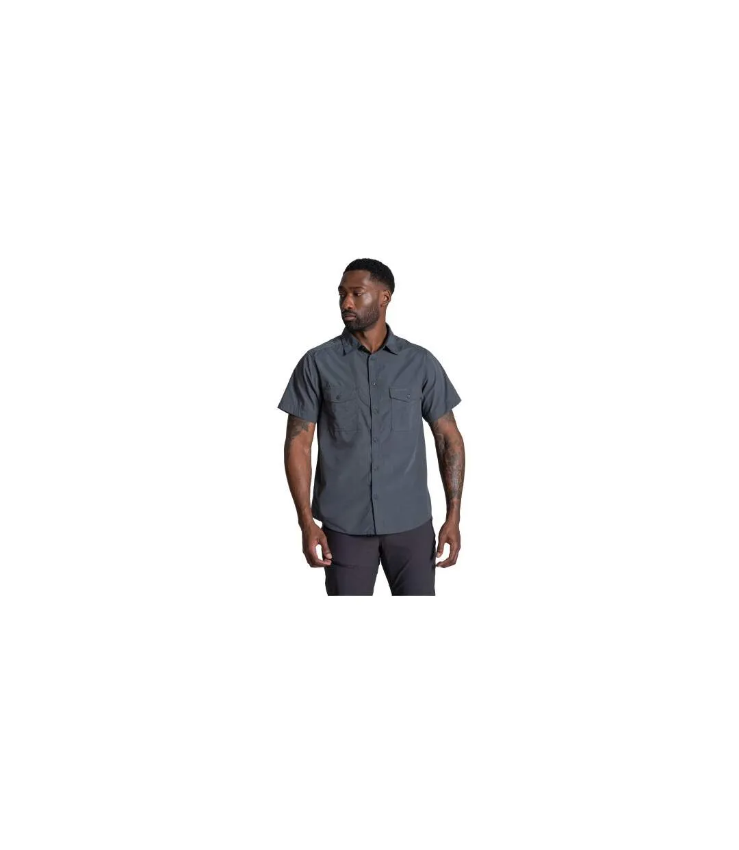 Chemise Unie Manches Courtes Kiwi Homme Gris Foncé Craghoppers-1
