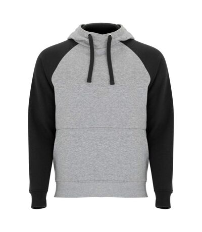 Sweat à capuche badet adulte gris chiné / noir uni Roly