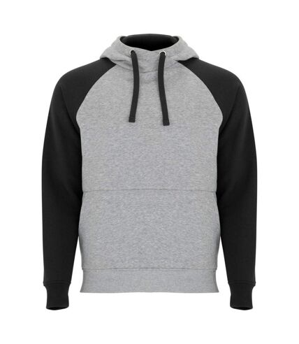 Sweat à capuche badet adulte gris chiné / noir uni Roly