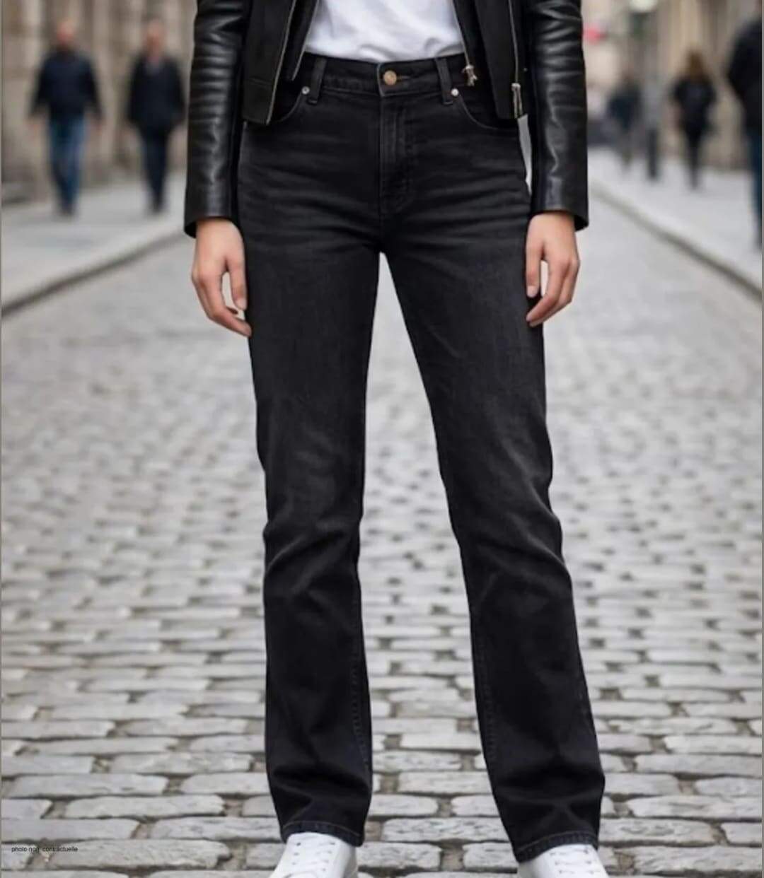 MAYFLOWER OUDA - Jean en tissu extensible pour femme : le confort absolu d'un denim stretch noir galbant-1