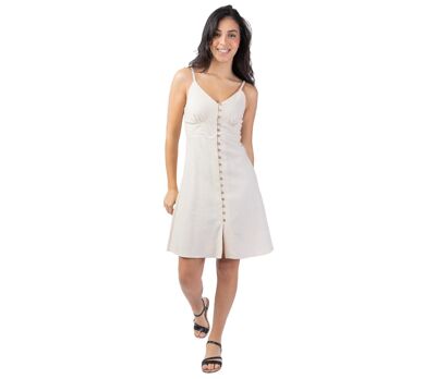 Robe courte femme été MAXINE unie beige Coton Du Monde