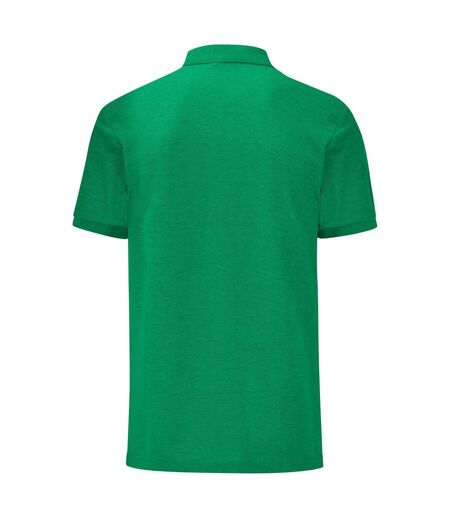 Polo Manches Courtes Homme Vert Chiné Fruit Of The Loom