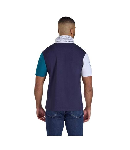 Polo Rugby Motif/style Harlequin Homme Bleu Sarcelle Raging Bull
