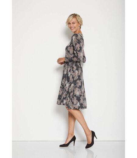 Robe courte évasée maille chaude fleurie